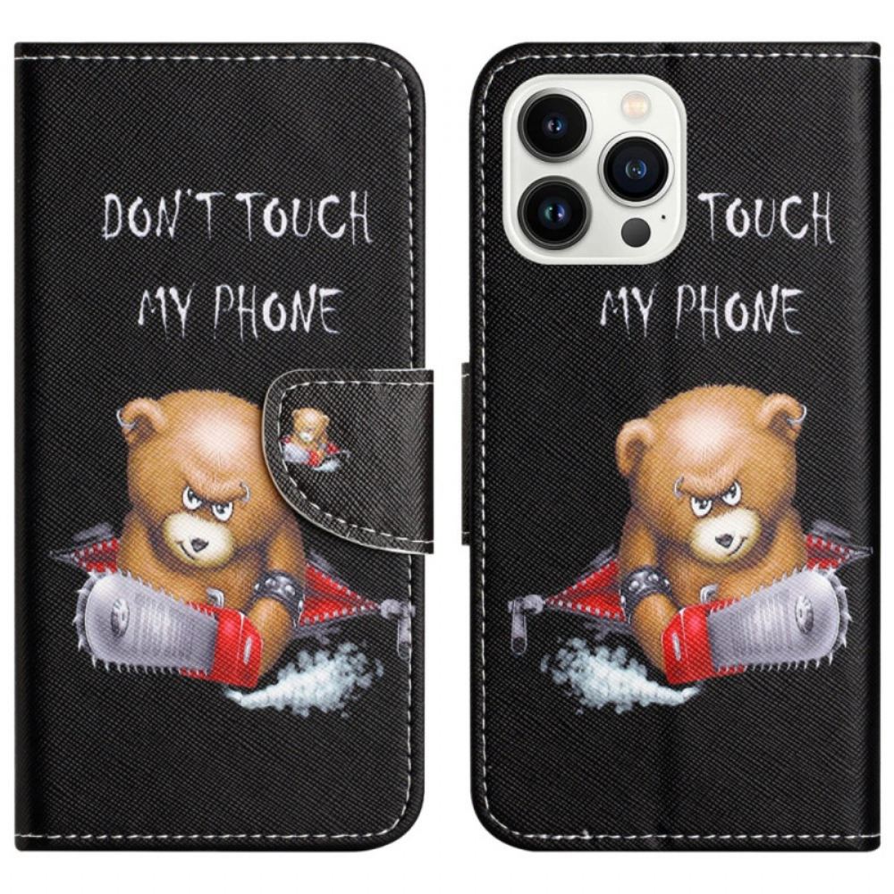 Kožený Kryt Na iPhone 16 Pro Max Nebezpečný Medvěd