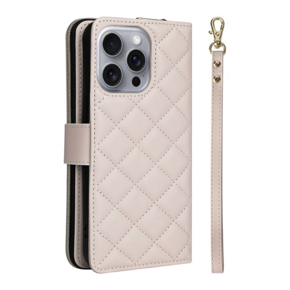 Kožený Kryt Na iPhone 16 Pro Max Polstrovaný Popruh A Ramenní Popruh