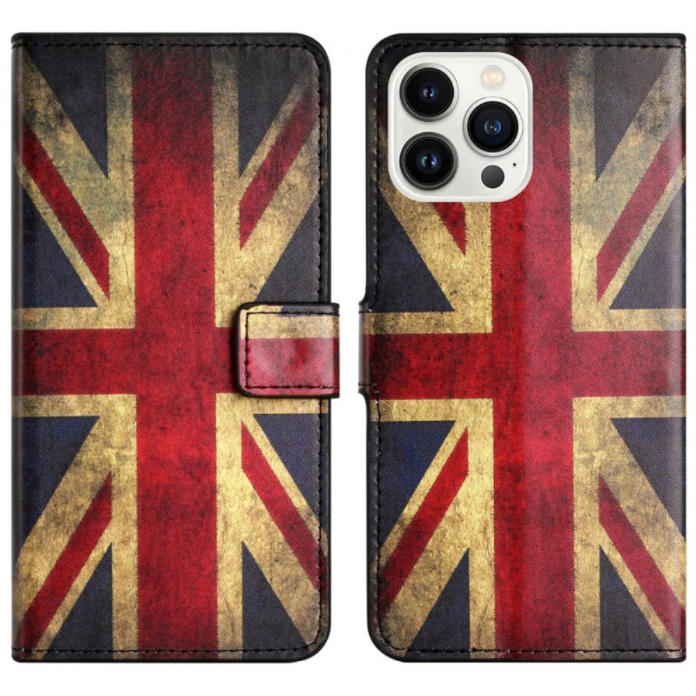 Kožený Kryt Na iPhone 16 Pro Max Vlajka Union Jack