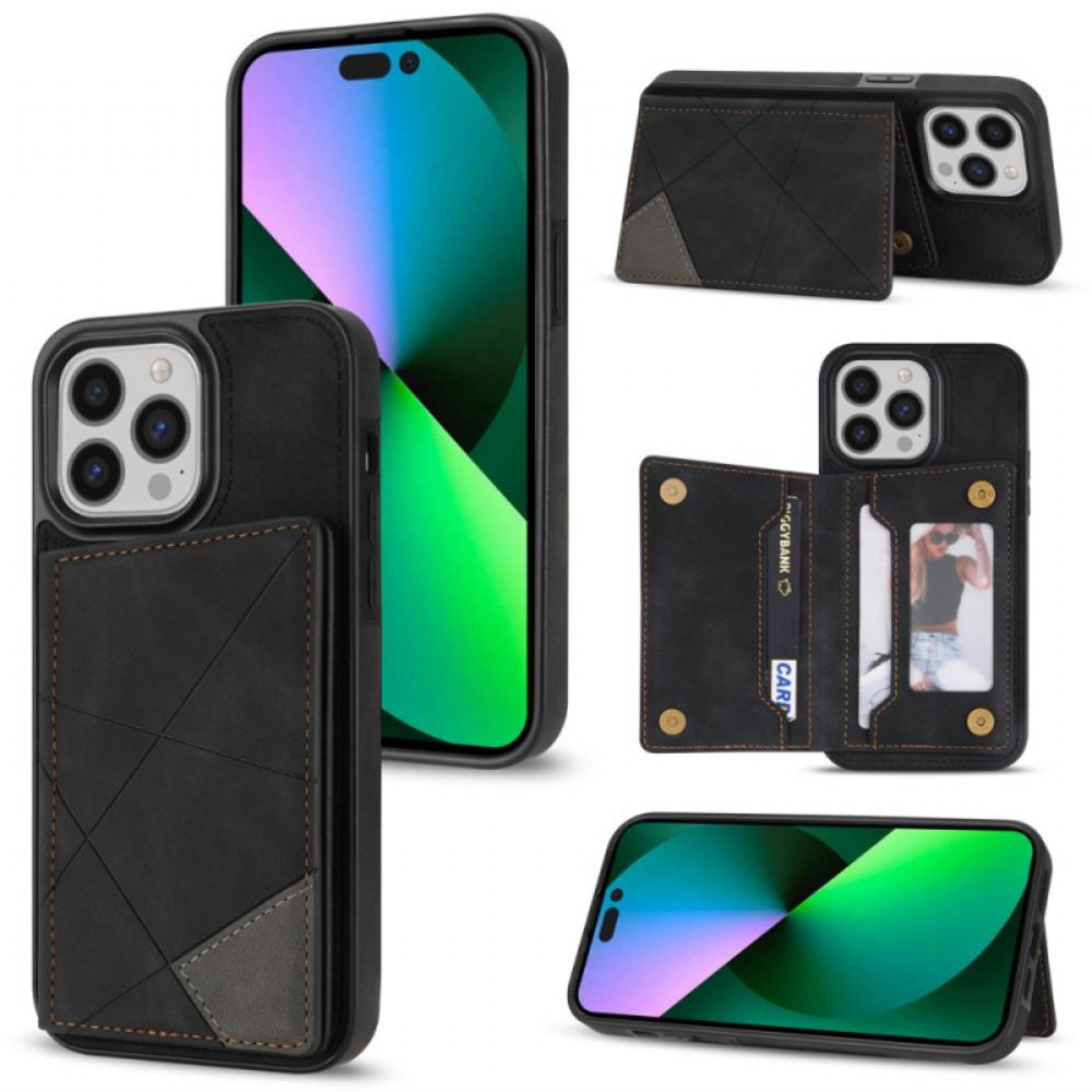 Kryt iPhone 16 Pro Max Držák Karty S Geometrickým Vzorem