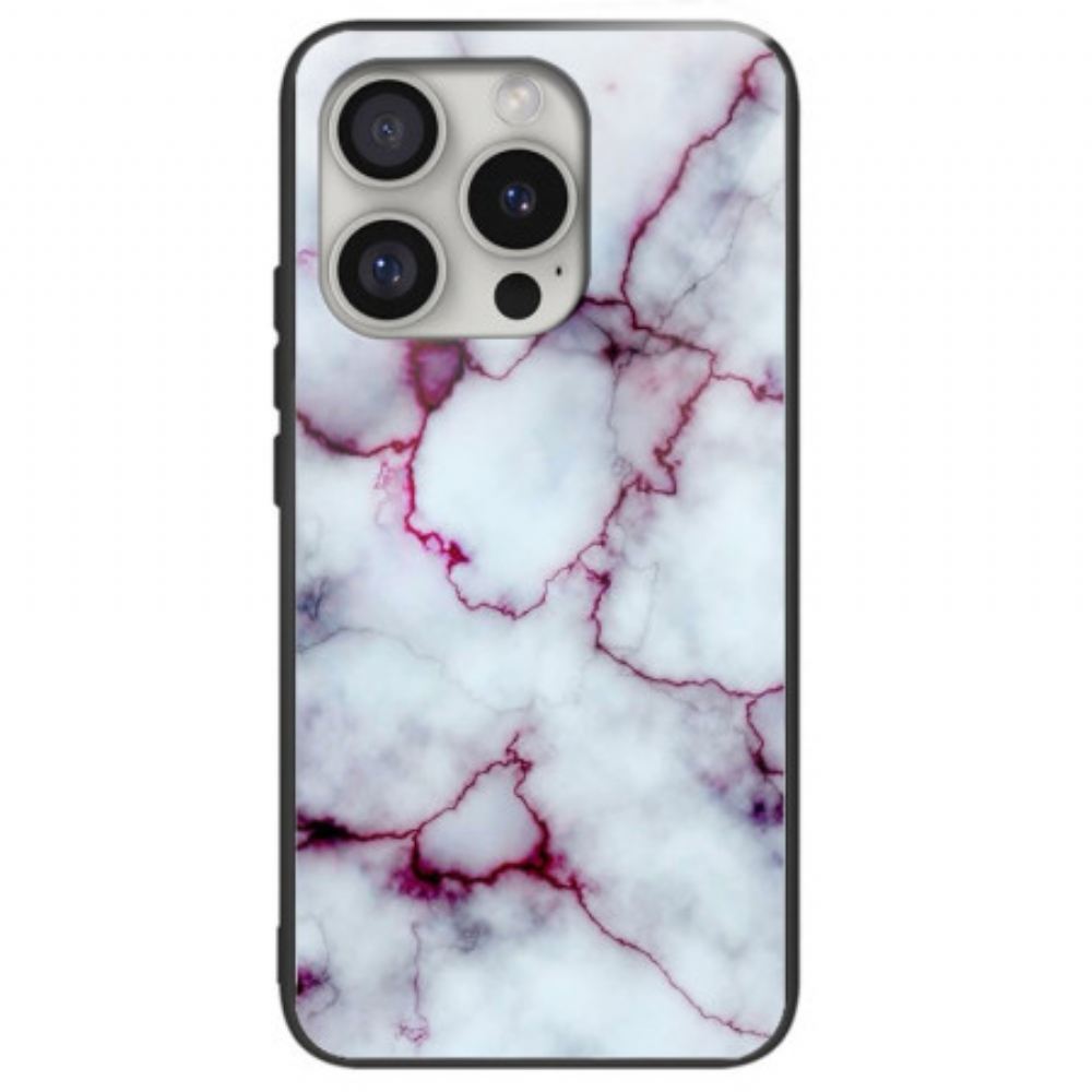 Kryt iPhone 16 Pro Max Fialové Mramorové Tvrzené Sklo
