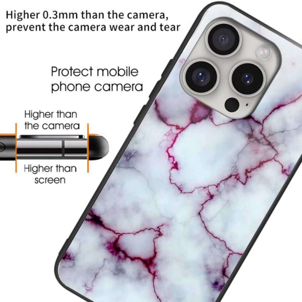 Kryt iPhone 16 Pro Max Fialové Mramorové Tvrzené Sklo