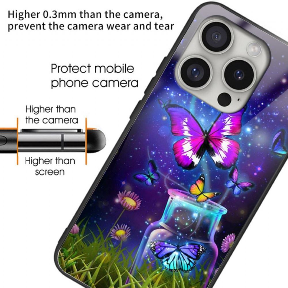 Kryt iPhone 16 Pro Max Láhev Z Tvrzeného Skla A Motýli