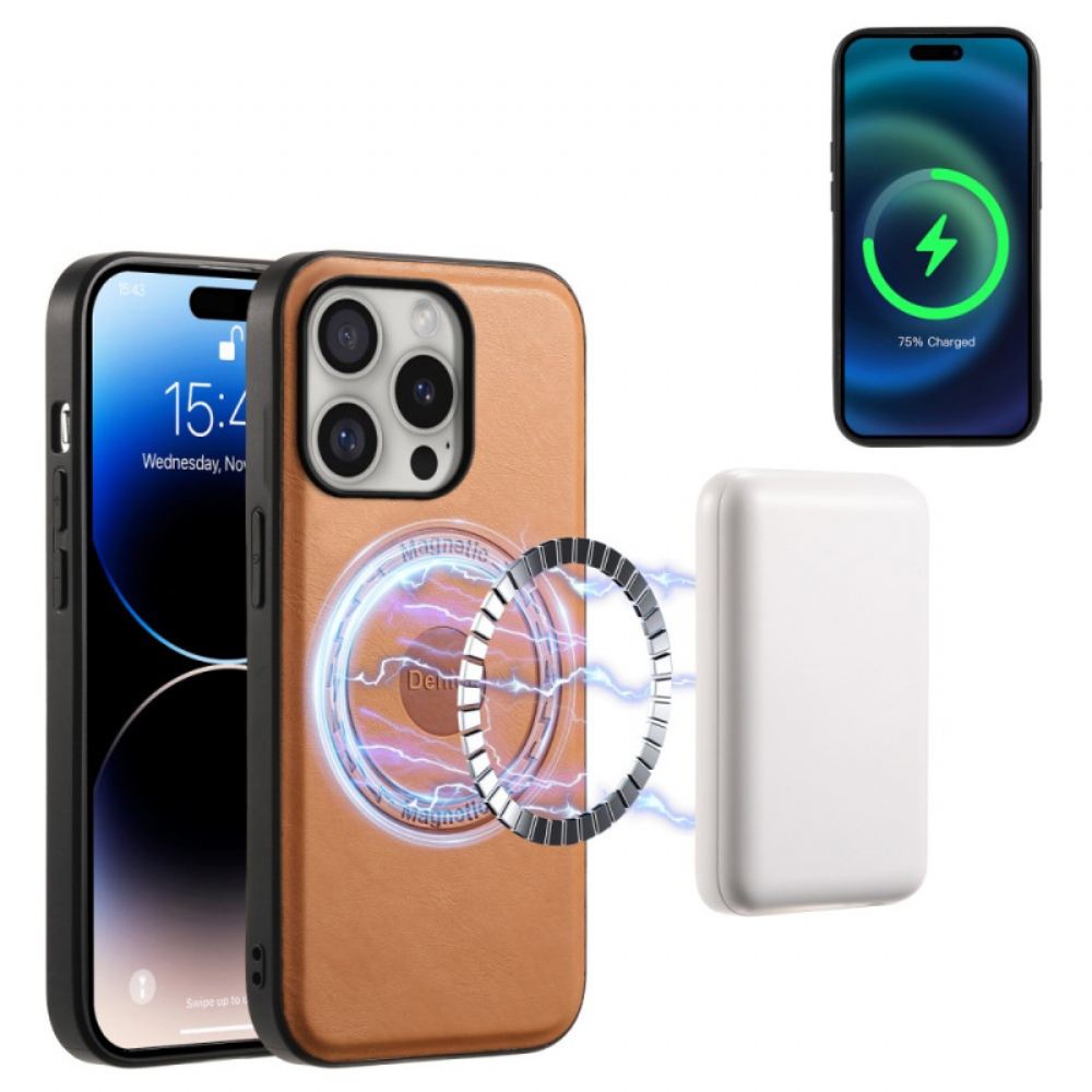 Kryt iPhone 16 Pro Max Magnetická Imitace Kůže Denior