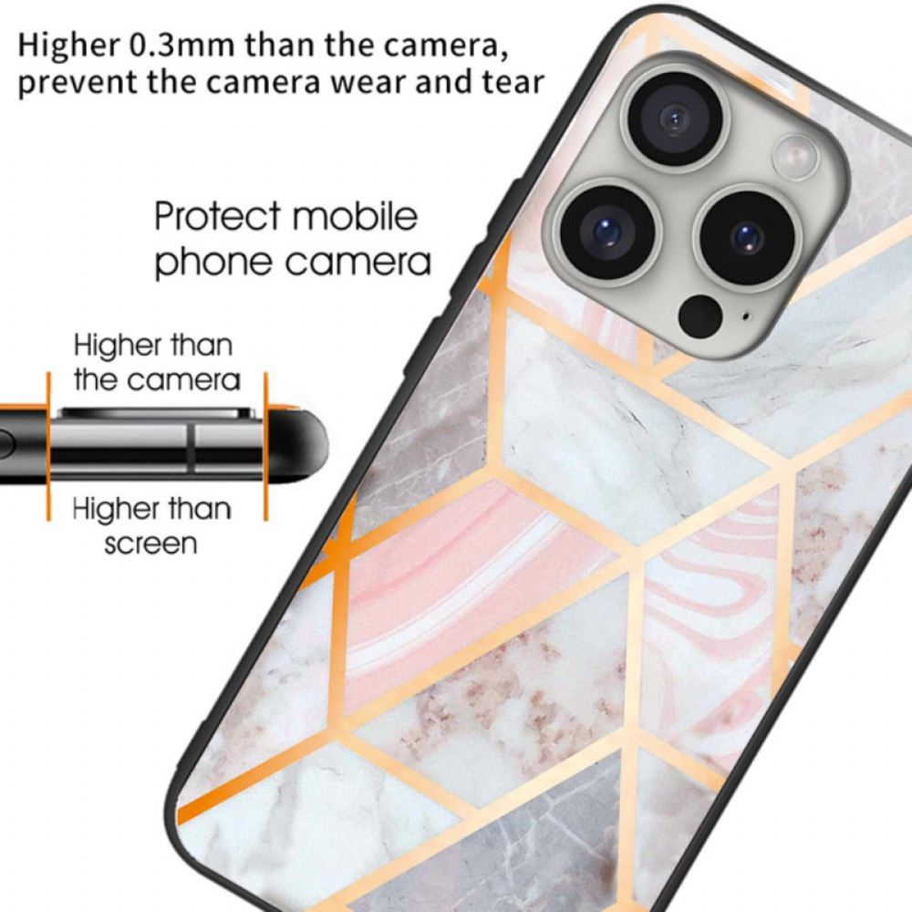 Kryt iPhone 16 Pro Max Tvrzené Sklo Z Růžového Mramoru