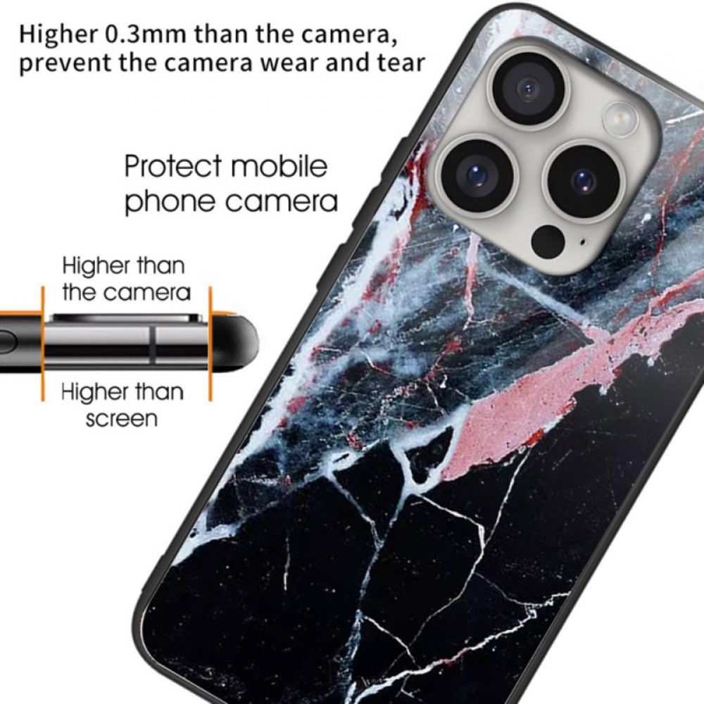 Kryt iPhone 16 Pro Max Tvrzené Sklo Z Černého Mramoru