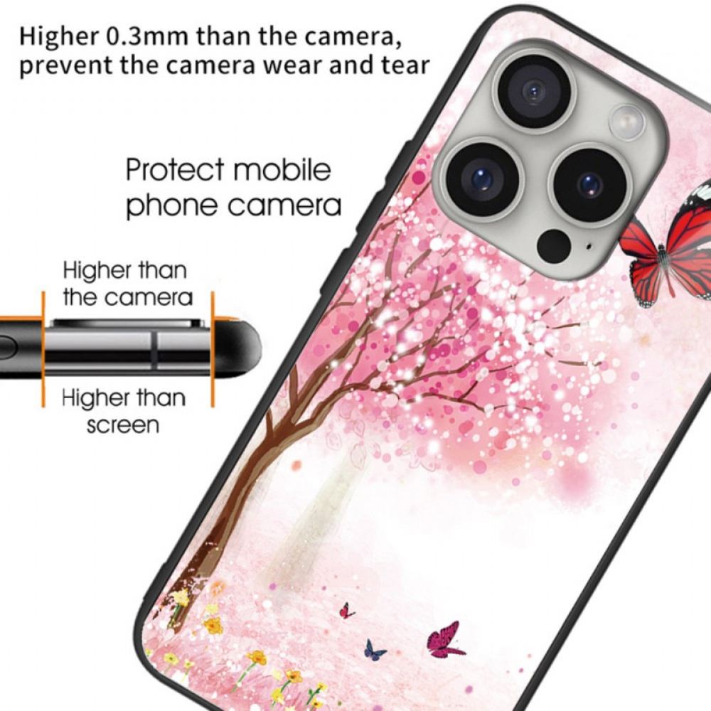 Kryt iPhone 16 Pro Max Třešňové Květy Z Tvrzeného Skla