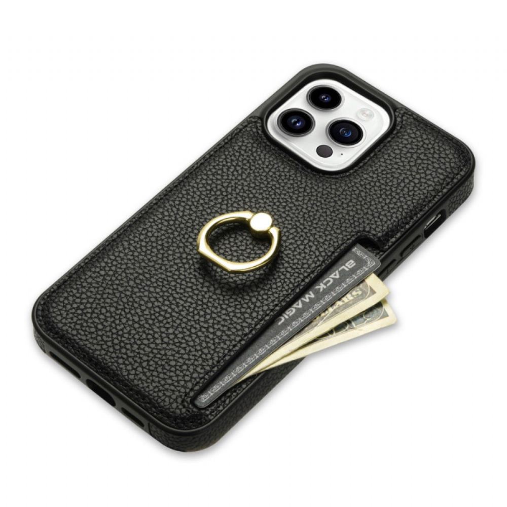 Kryt Na iPhone 16 Pro Max Prsten S Koženým Efektem