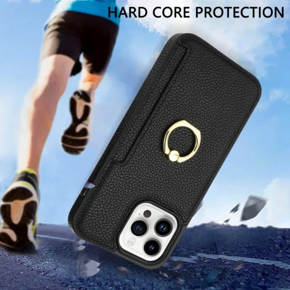 Kryt Na iPhone 16 Pro Max Prsten S Koženým Efektem
