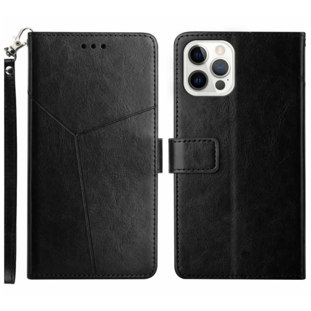 Peněženková Pouzdra iPhone 16 Pro Max Kryty Na Mobil Design Popruhu Y