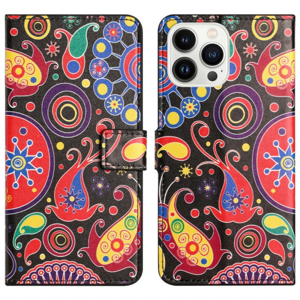 Peněženková Pouzdra iPhone 16 Pro Max Kryty Na Mobil Galaxy Pattern