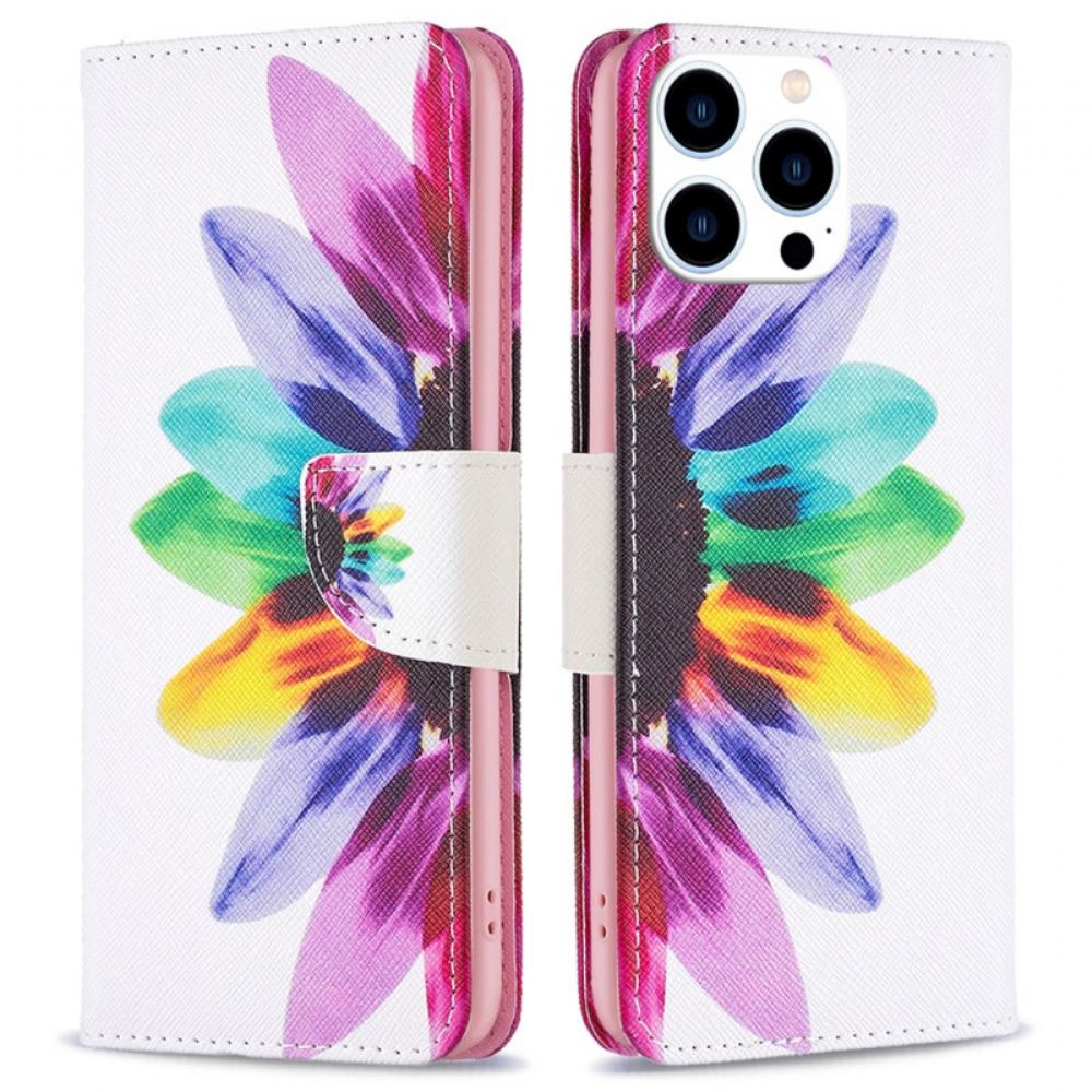 Peněženková Pouzdra iPhone 16 Pro Max Kryty Na Mobil Květina Akvarelu