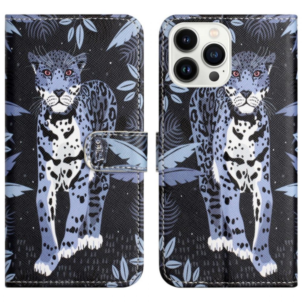 Peněženková Pouzdra iPhone 16 Pro Max Leopard Print Strappy
