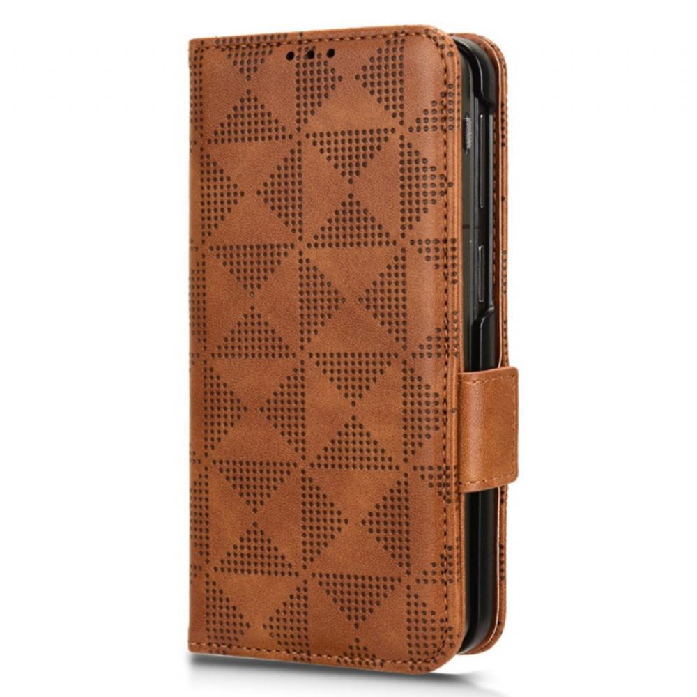 Kožený Kryt Na Oppo Find N3 Trojúhelníkový Vzor