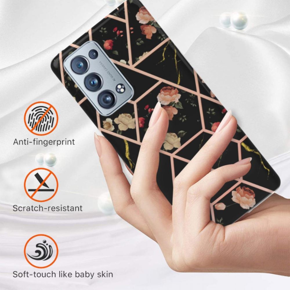 Kryt Na Oppo Reno 6 Pro 5G Geometrický Vzor Mramoru A Květin