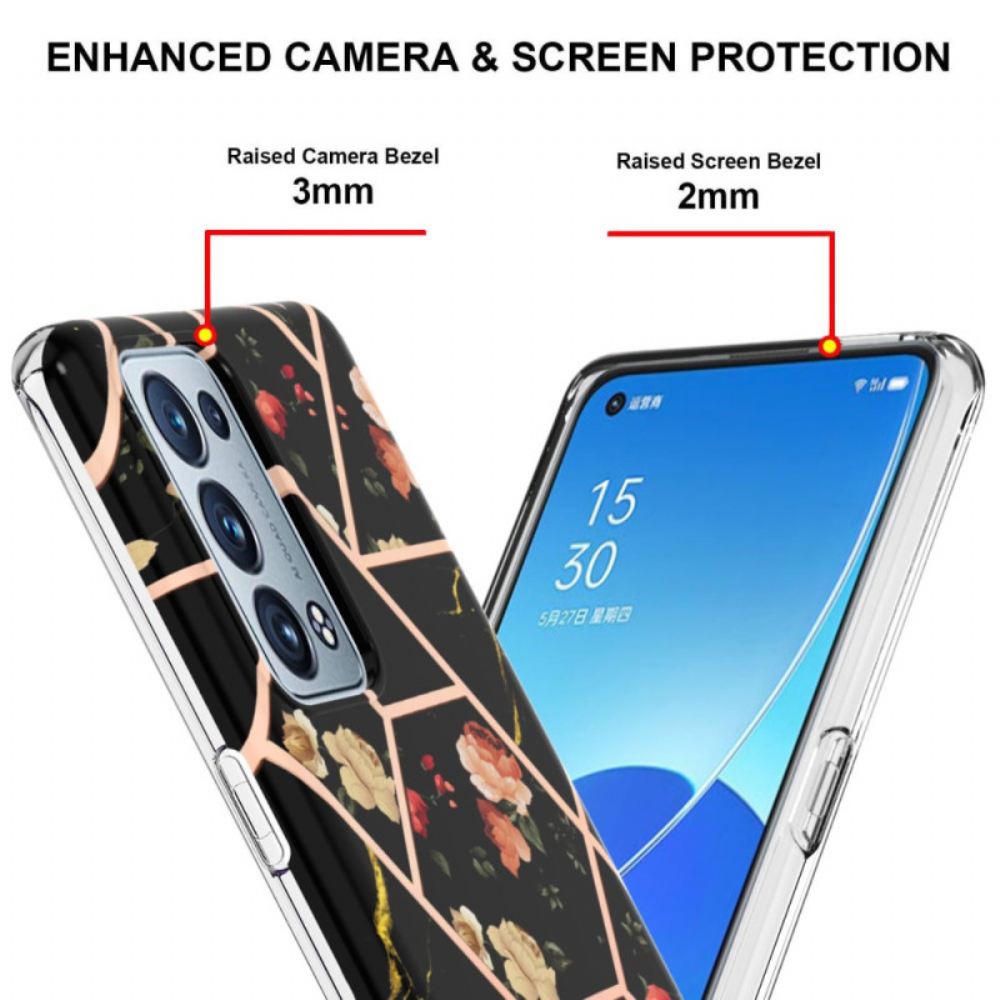Kryt Na Oppo Reno 6 Pro 5G Geometrický Vzor Mramoru A Květin