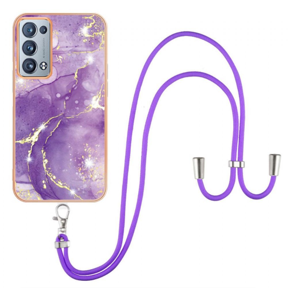 Kryt Na Oppo Reno 6 Pro 5G Vzor A Šňůra Ze Zlatého Mramoru