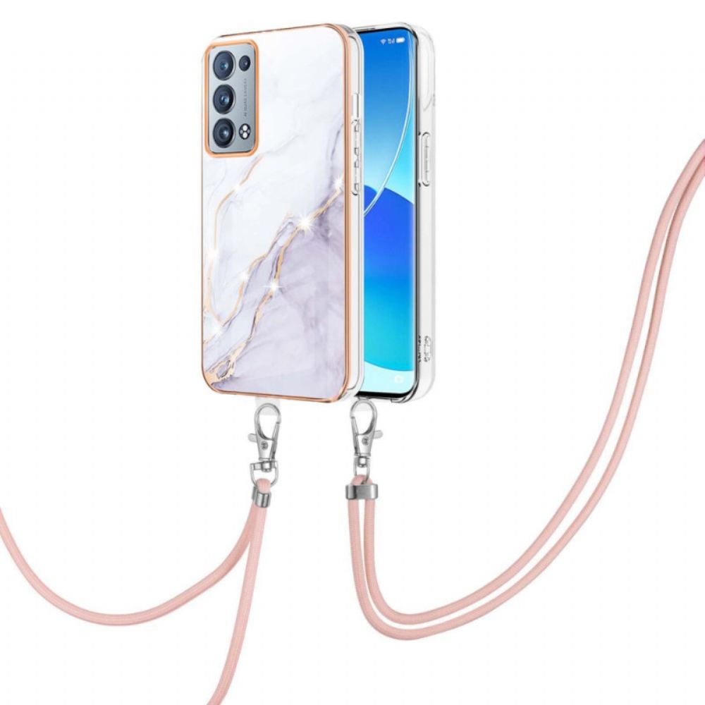 Kryt Na Oppo Reno 6 Pro 5G Vzor A Šňůra Ze Zlatého Mramoru