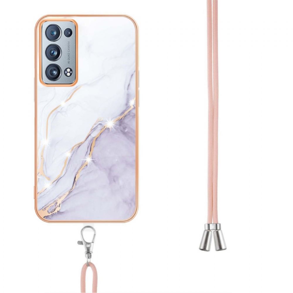 Kryt Na Oppo Reno 6 Pro 5G Vzor A Šňůra Ze Zlatého Mramoru