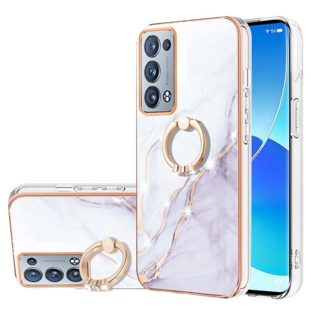 Kryt Na Oppo Reno 6 Pro 5G Vzor Z Mramoru A Zlatého Vlákna S Prstenem