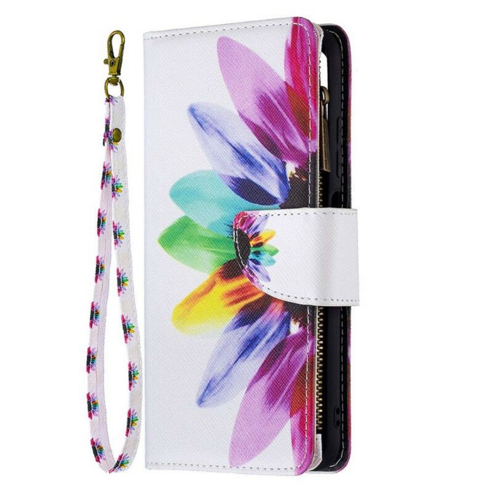 Flipové Pouzdro Na Xiaomi Redmi Note 10 5G Květinová Kapsa Na Zip