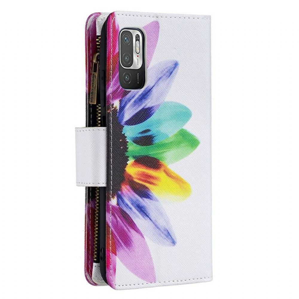 Flipové Pouzdro Na Xiaomi Redmi Note 10 5G Květinová Kapsa Na Zip