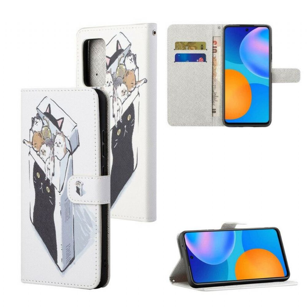 Flipové Pouzdro Na Xiaomi Redmi Note 10 5G Na Lana Doručovací Kočky S Tangy