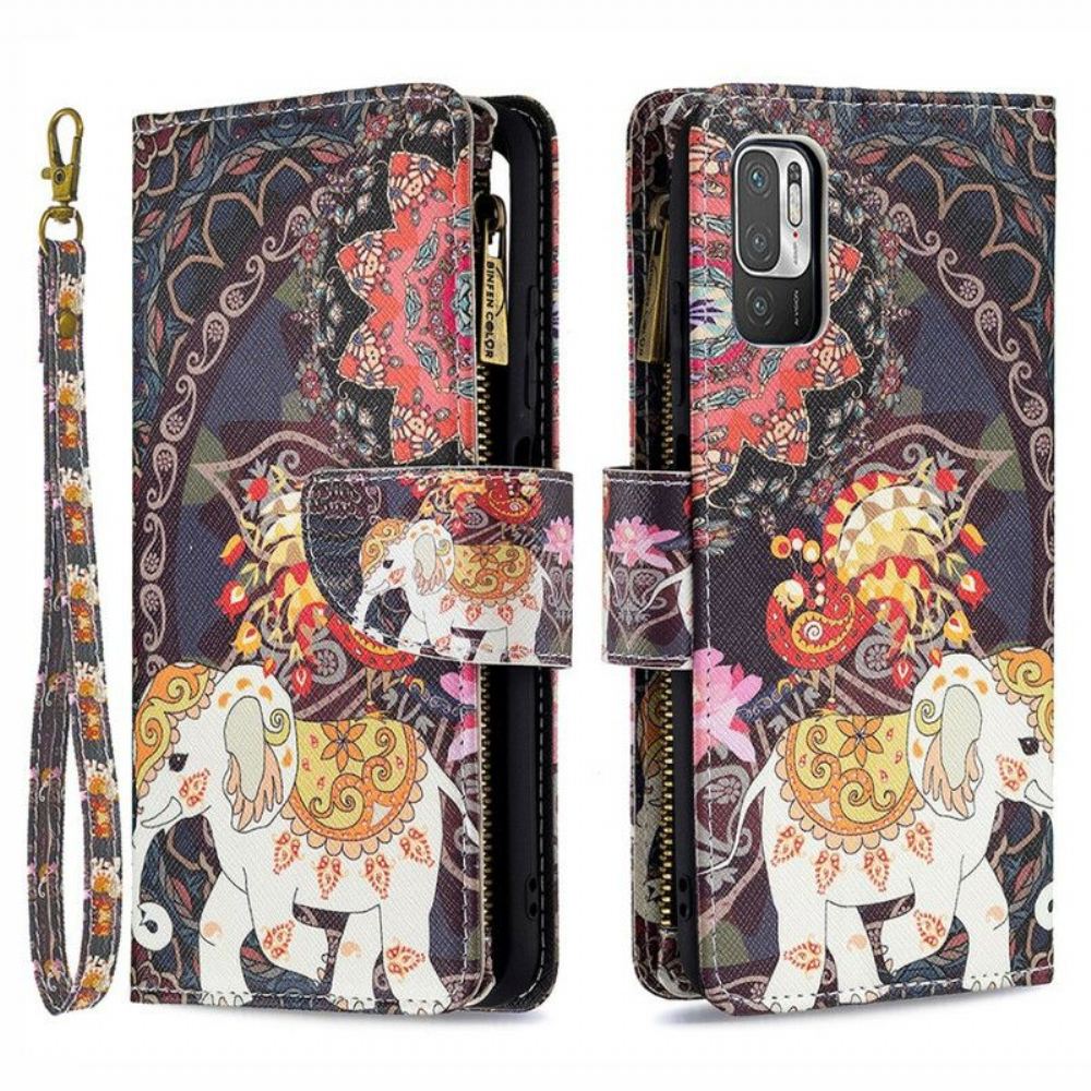 Flipové Pouzdro Na Xiaomi Redmi Note 10 5G Sloní Kapsa Na Zip