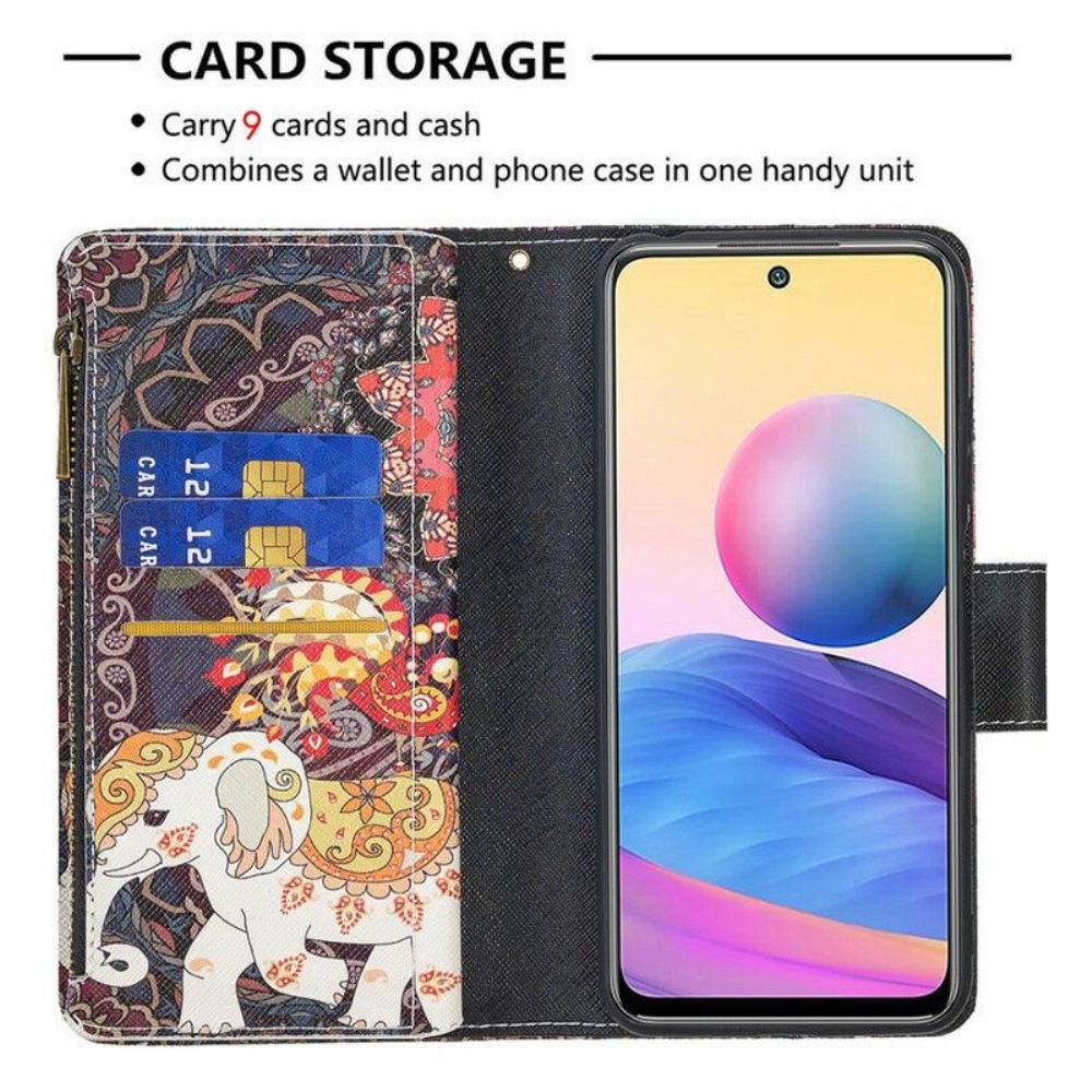 Flipové Pouzdro Na Xiaomi Redmi Note 10 5G Sloní Kapsa Na Zip