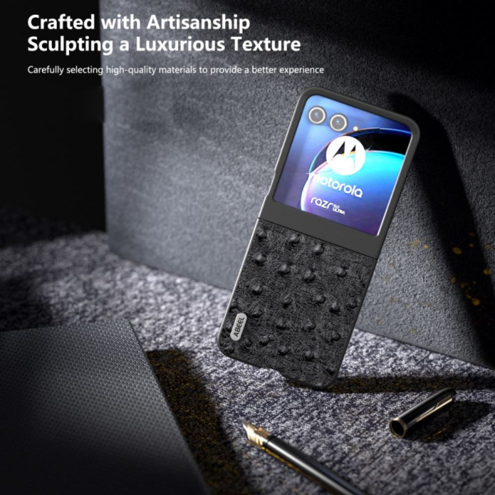Kryt Motorola Razr 50 Abeel Pštrosí Textura Kůže