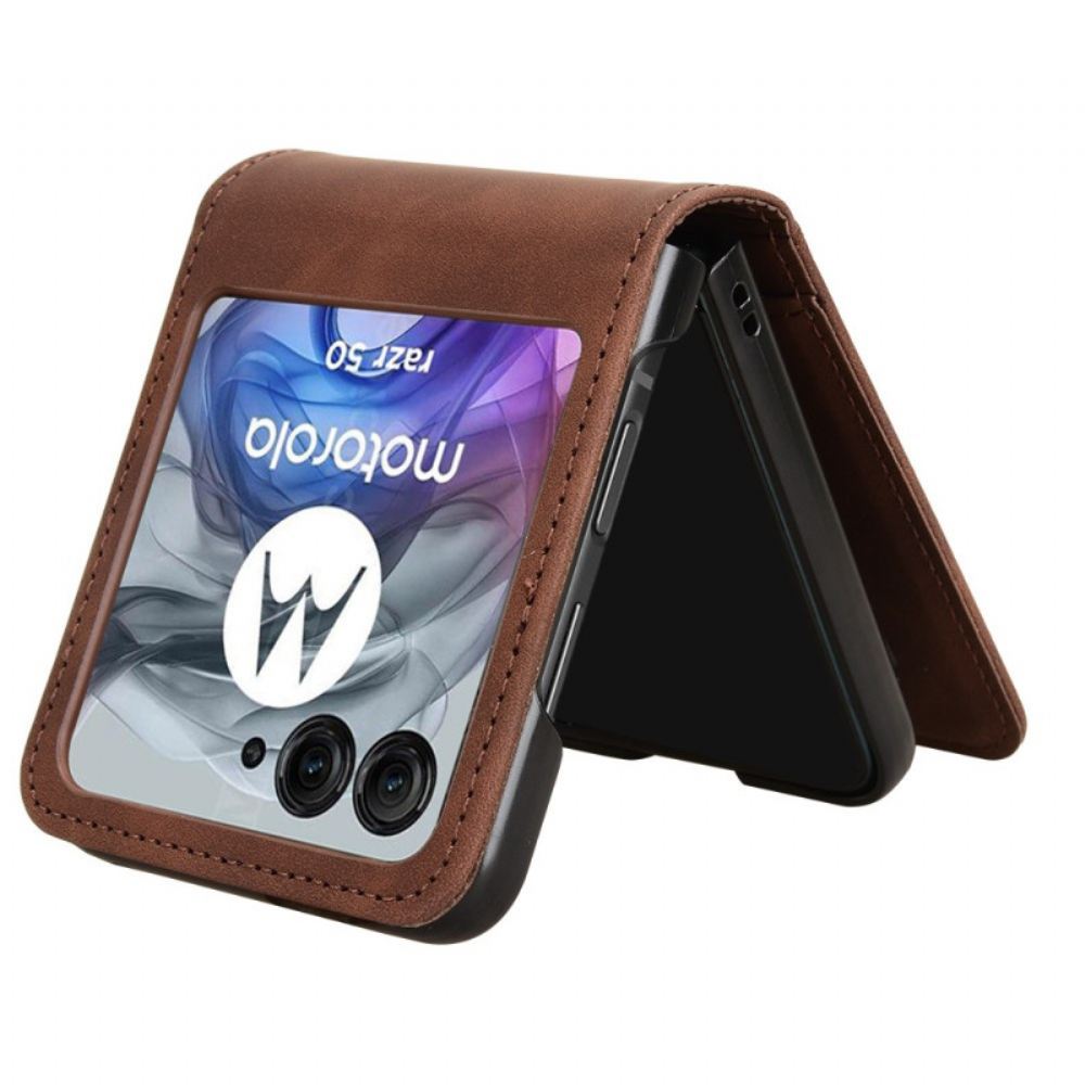 Kryt Motorola Razr 50 Držák Karet Z Umělé Kůže