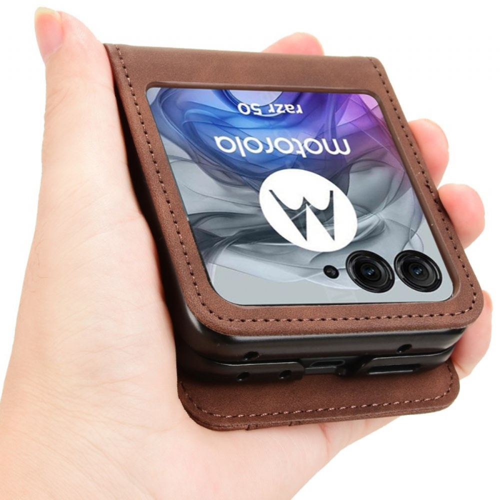 Kryt Motorola Razr 50 Držák Karet Z Umělé Kůže