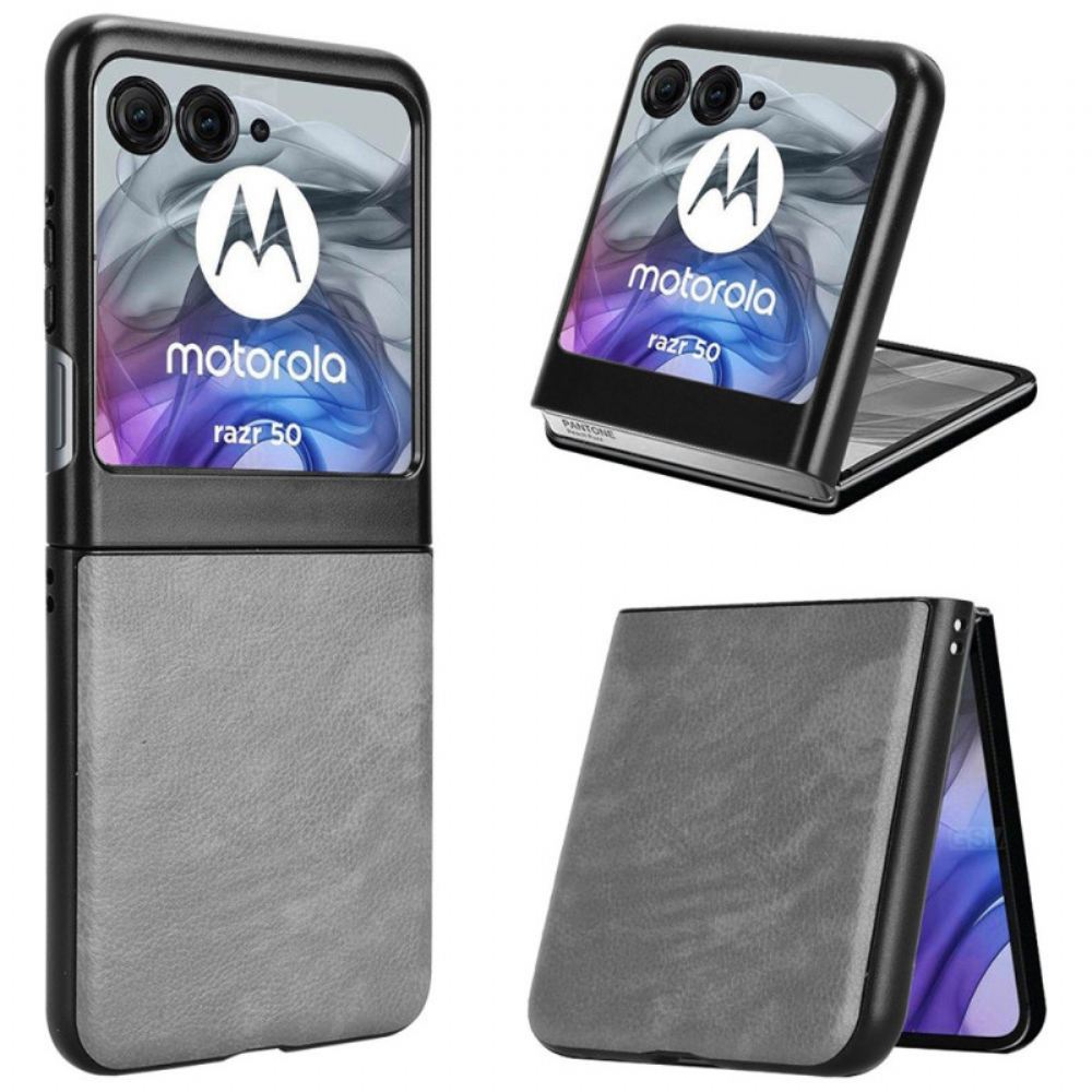 Kryt Na Motorola Razr 50 Kožený Efekt