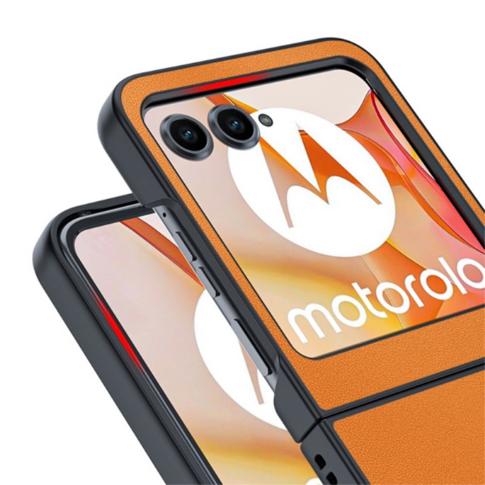 Kryt Na Motorola Razr 50 Ultratenký Kožený Efekt