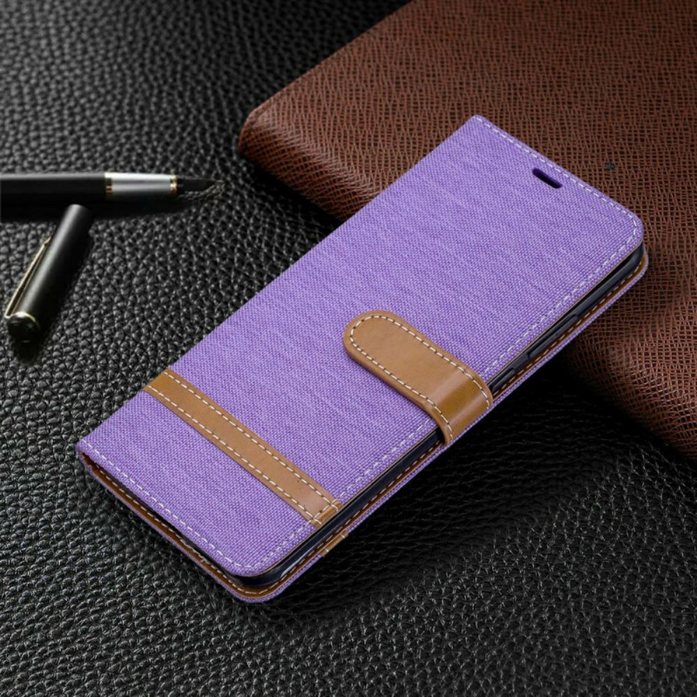 Flipové Pouzdro Na Huawei P40 Pro Na Lana Pásek S Látkovým A Koženým Efektem