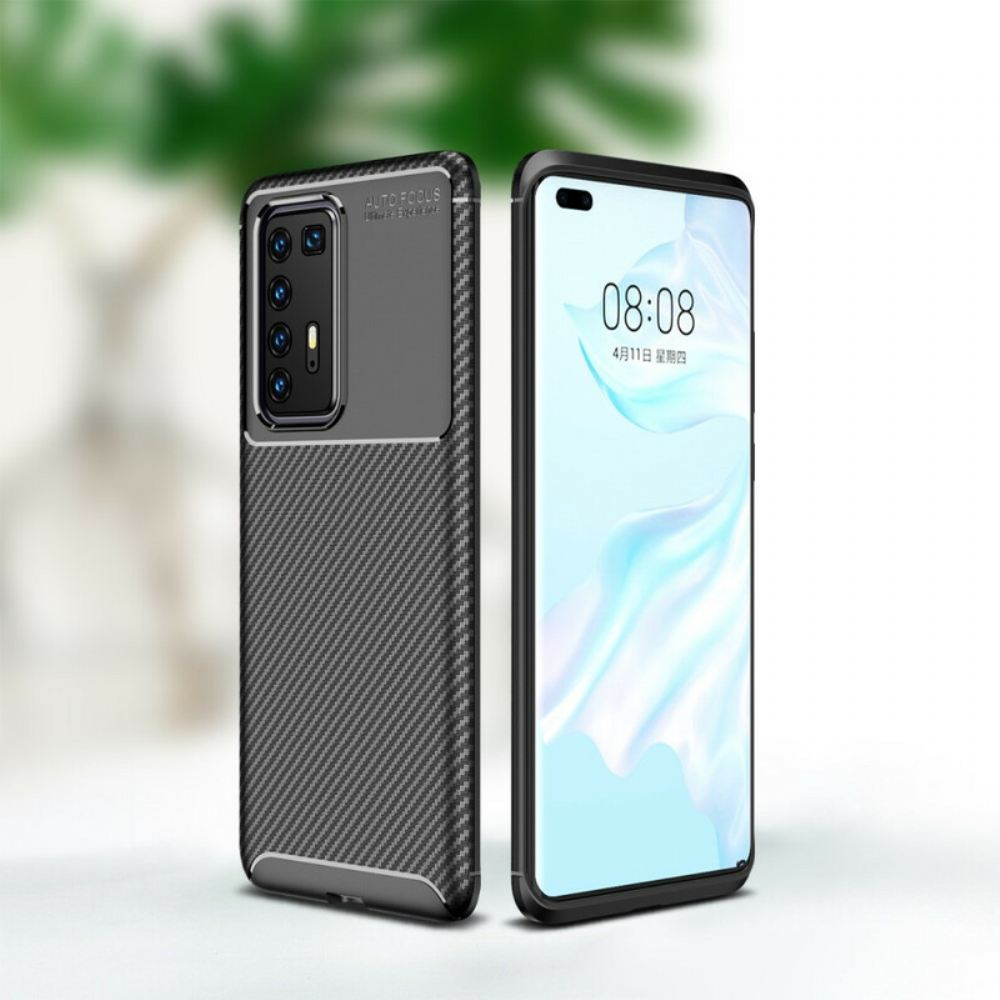 Kryt Na Huawei P40 Pro Flexibilní Textura Uhlíkových Vláken