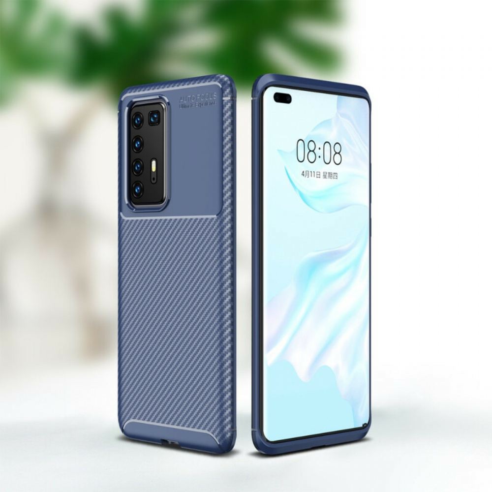 Kryt Na Huawei P40 Pro Flexibilní Textura Uhlíkových Vláken