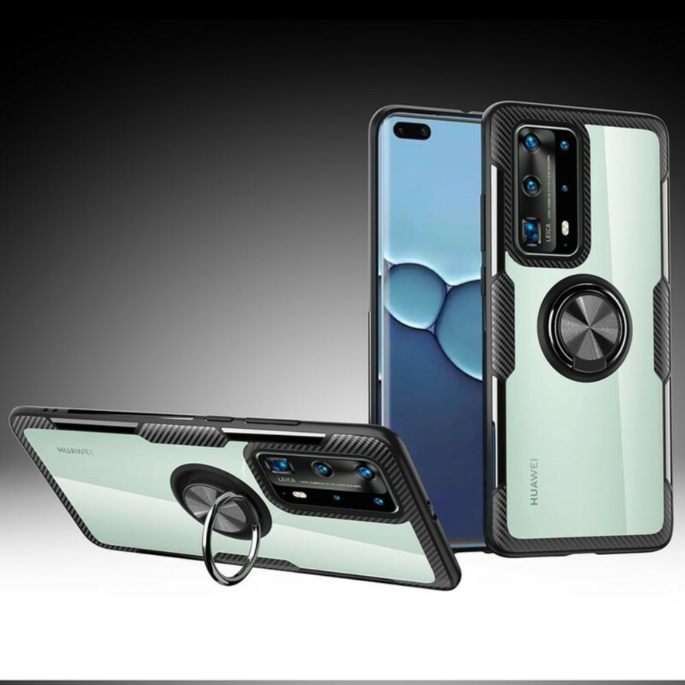 Kryty Na Mobil Na Huawei P40 Pro Transparentní Prémiový Kovový Prsten