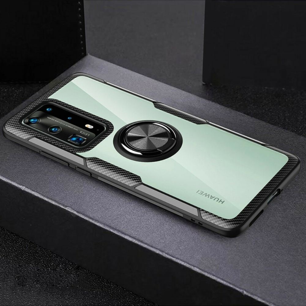 Kryty Na Mobil Na Huawei P40 Pro Transparentní Prémiový Kovový Prsten