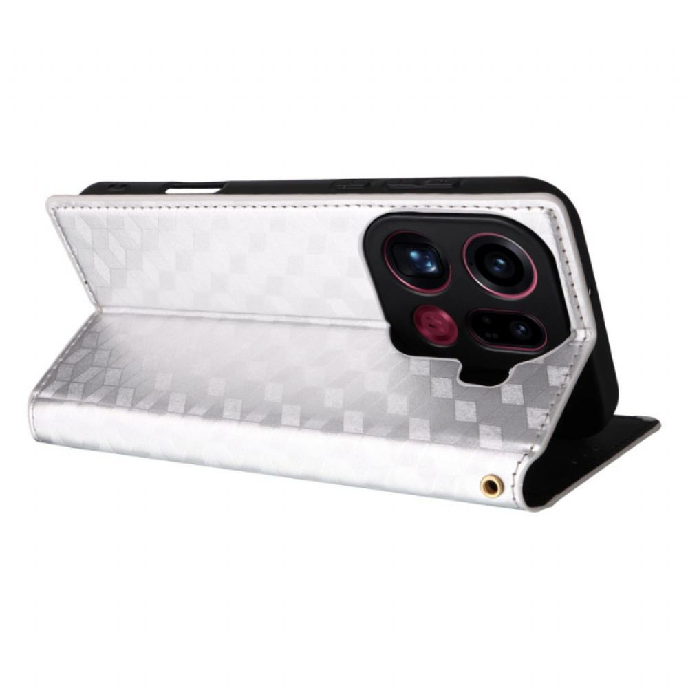 Kožené Pouzdro Folio Na Oppo Find X9 Pro 5g Kosočtvercový Vzor