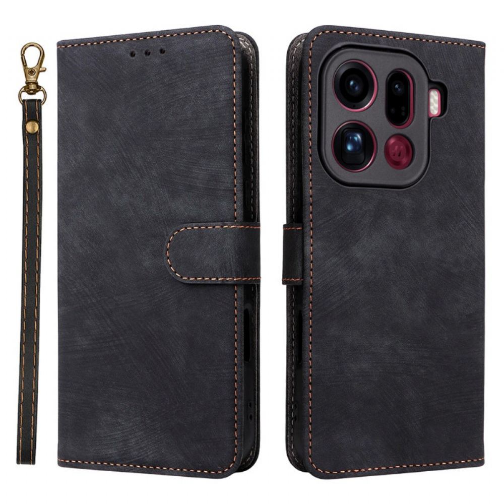 Kožený Kryt Oppo Find X9 Pro 5g Semišový Efekt S Ramínky