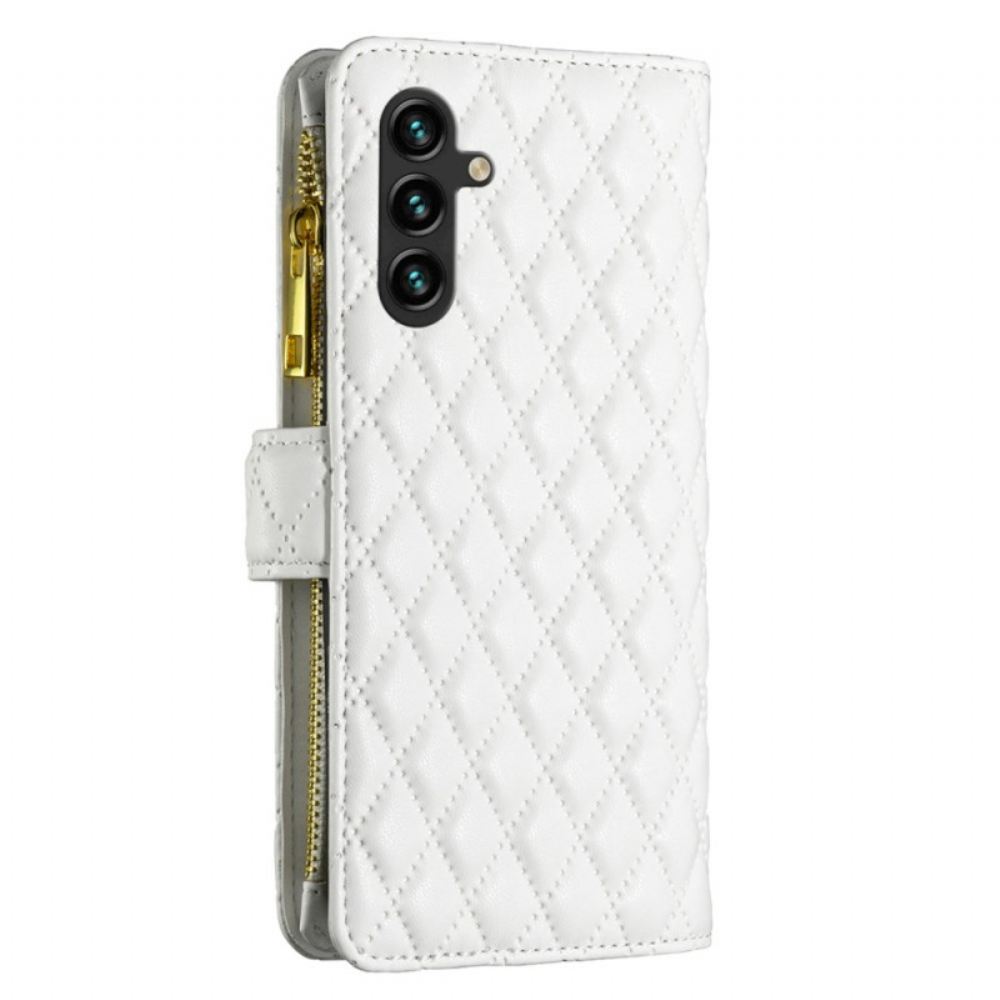 Kožený Kryt Na Samsung Galaxy A16 5g Binfen Color Prošívaná Peněženka