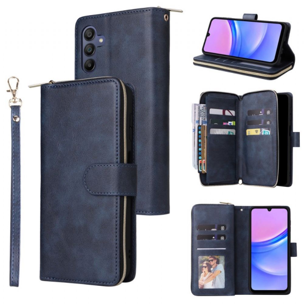 Kožený Kryt Na Samsung Galaxy A16 5g Kapsa Na Zip A Popruh