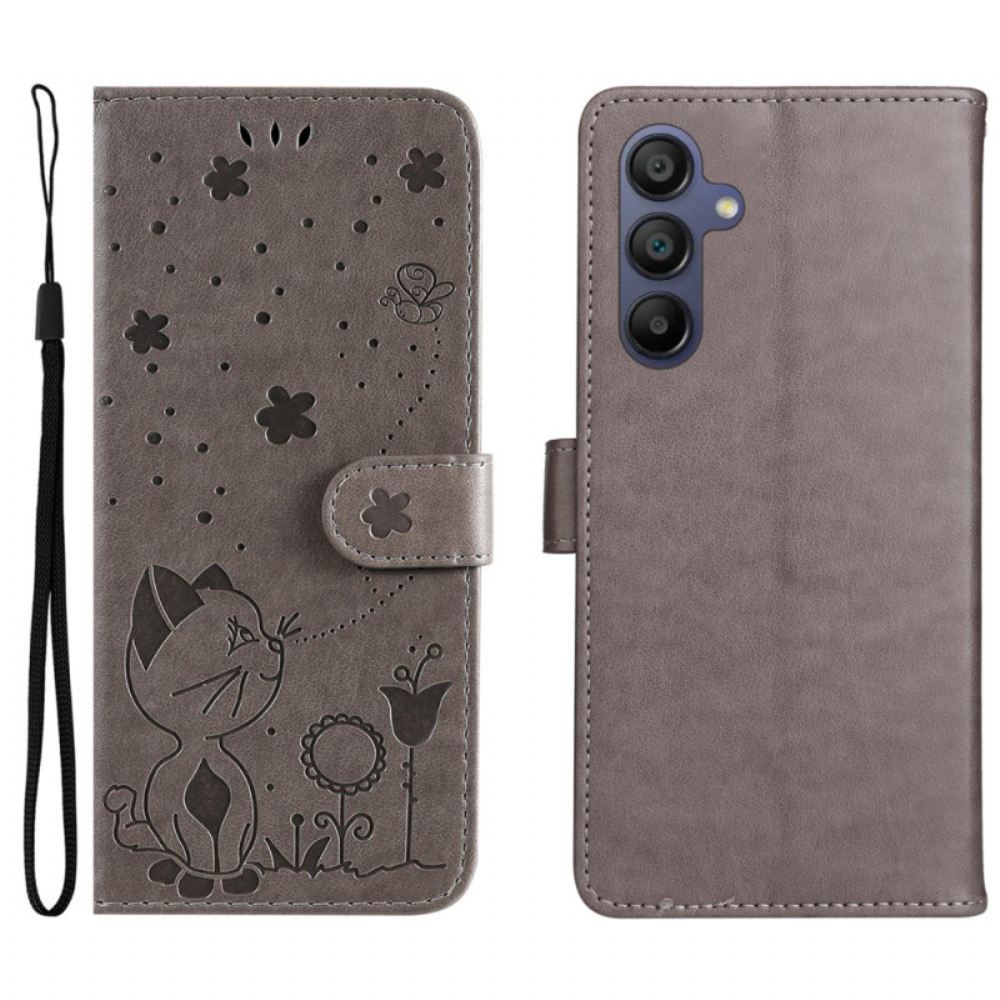 Kožený Kryt Na Samsung Galaxy A16 5g Kočka A Včela