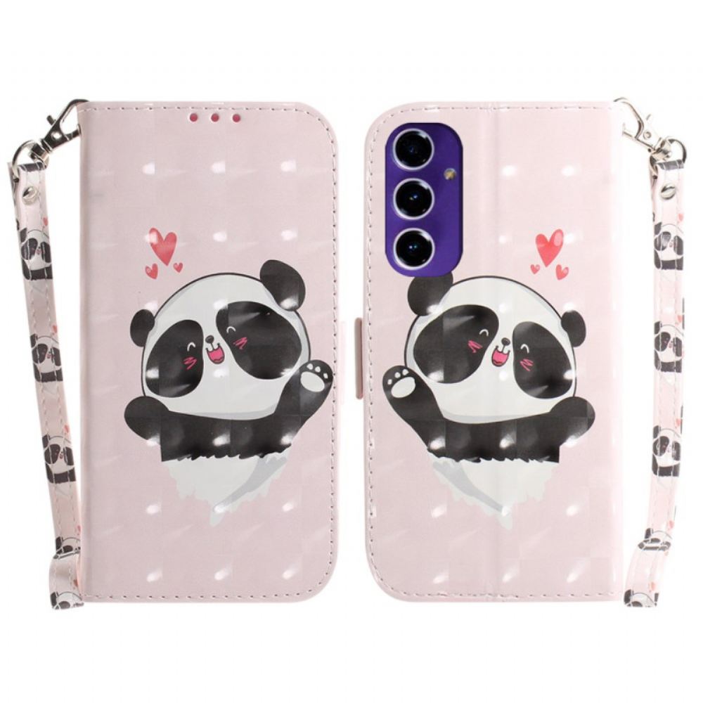 Kožený Kryt Na Samsung Galaxy A16 5g Panda Love S Popruhem