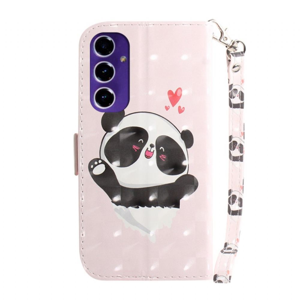 Kožený Kryt Na Samsung Galaxy A16 5g Panda Love S Popruhem