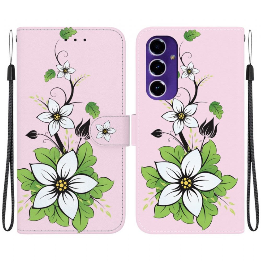 Kožený Kryt Na Samsung Galaxy A16 5g Vzor Lilie