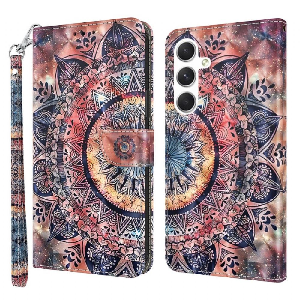 Kožený Kryt Samsung Galaxy A16 5g Barevná Mandala S Popruhem