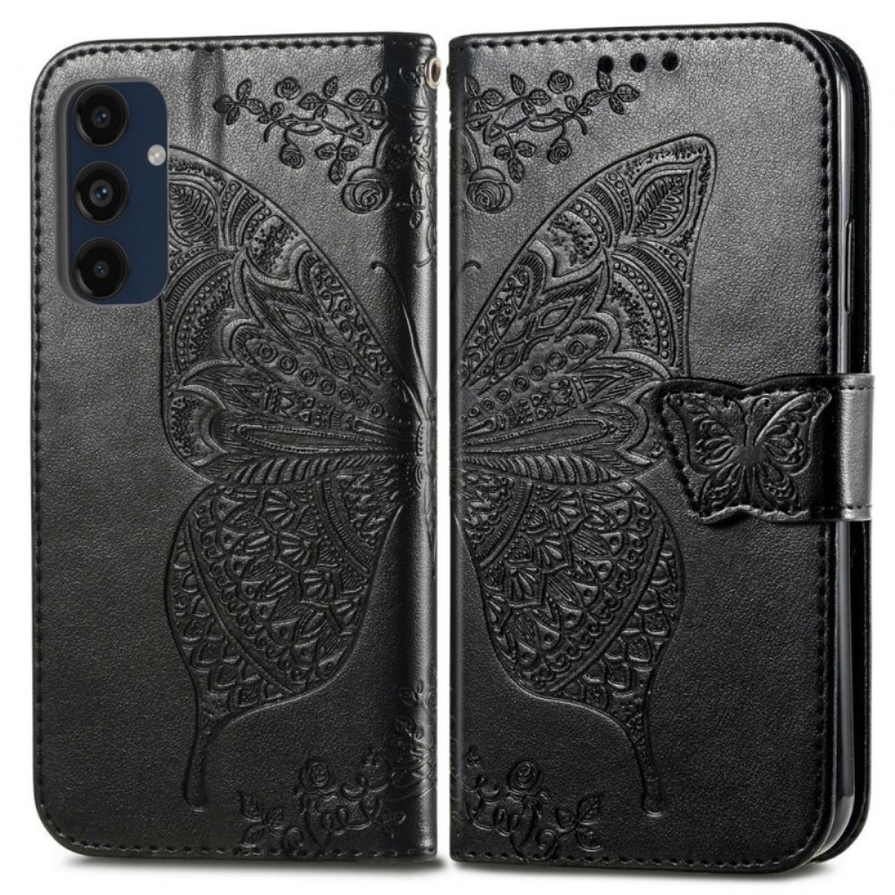Kožený Kryt Samsung Galaxy A16 5g Barokní Motýl