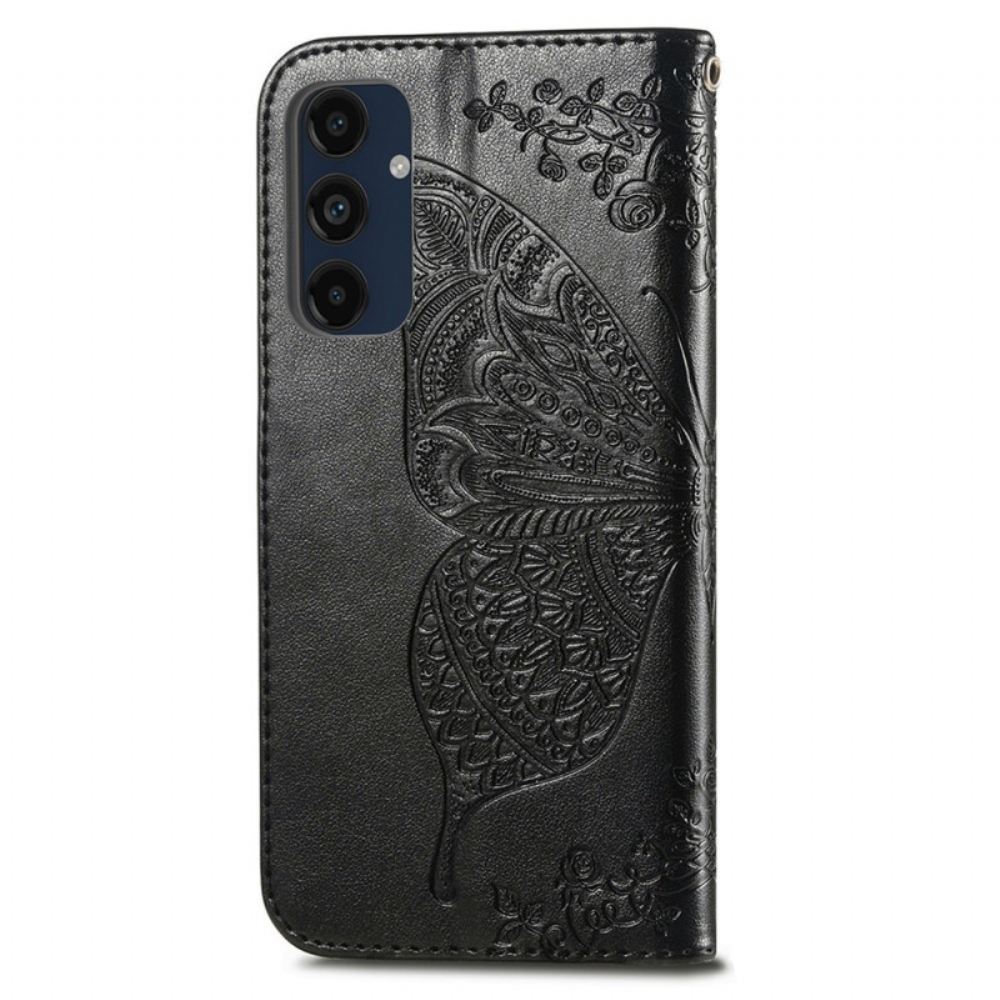 Kožený Kryt Samsung Galaxy A16 5g Barokní Motýl